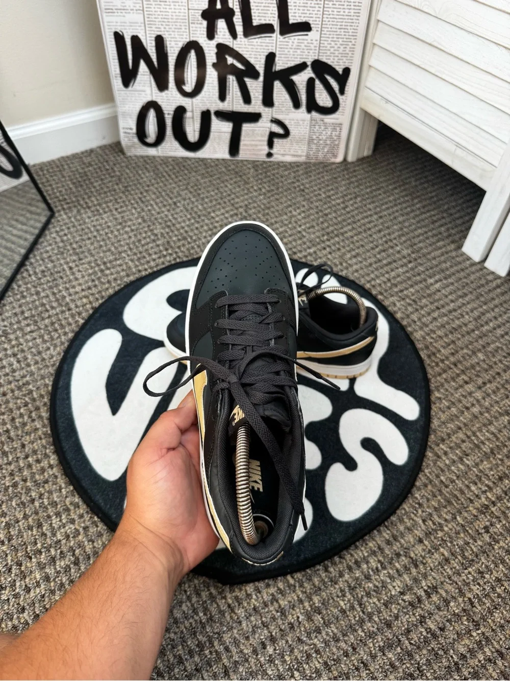 Nike Dunk Low Black Metallic Gold Men’s Size 8.5 EU 42